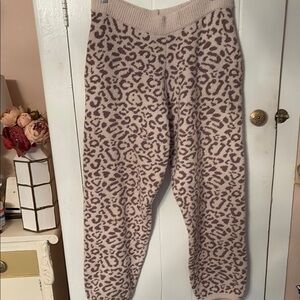 Amaryllis Cozy Leopard Print Fleece Lounge Pants - Taupe XL